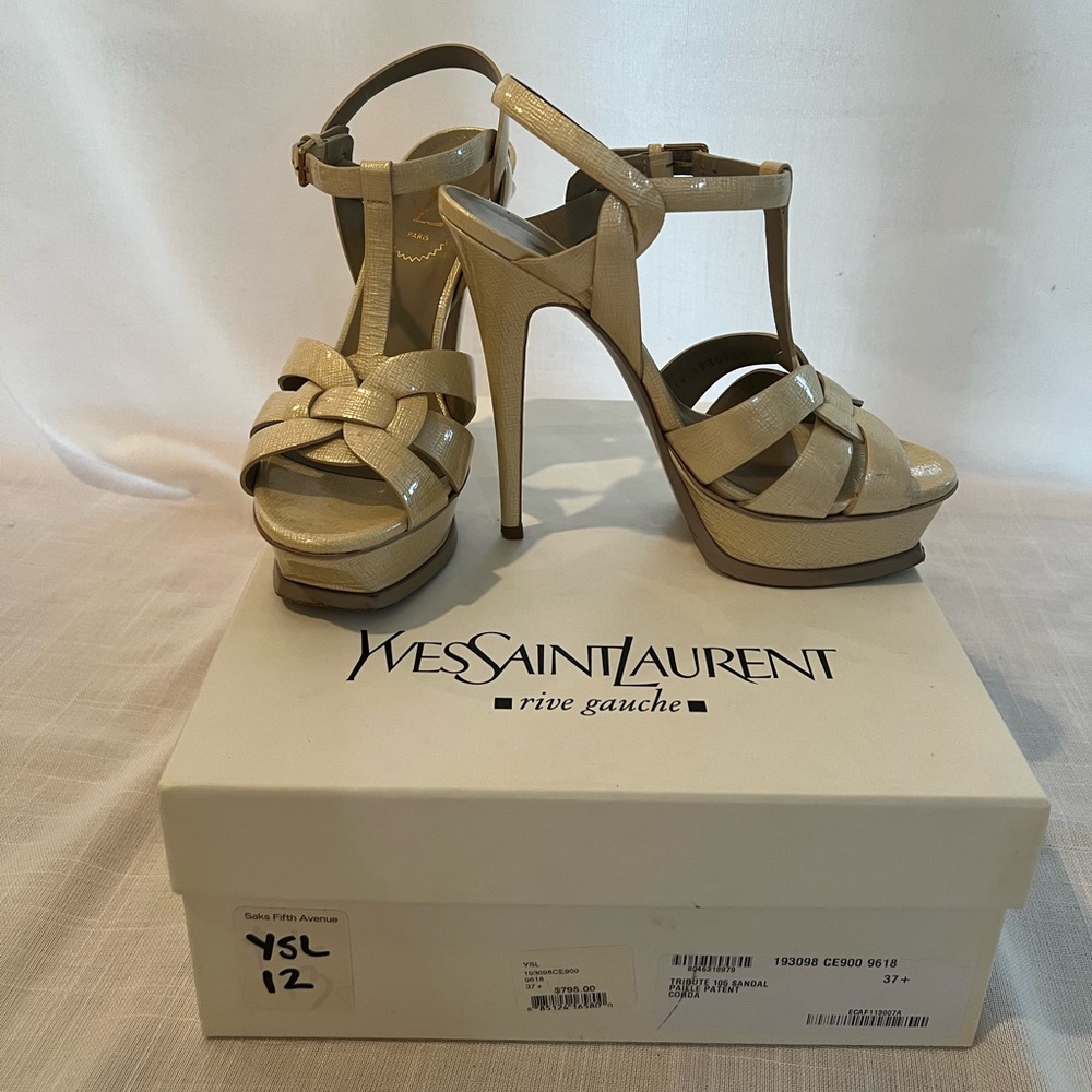 Saint Laurent Tribute Platform Sandals in Patent Leather